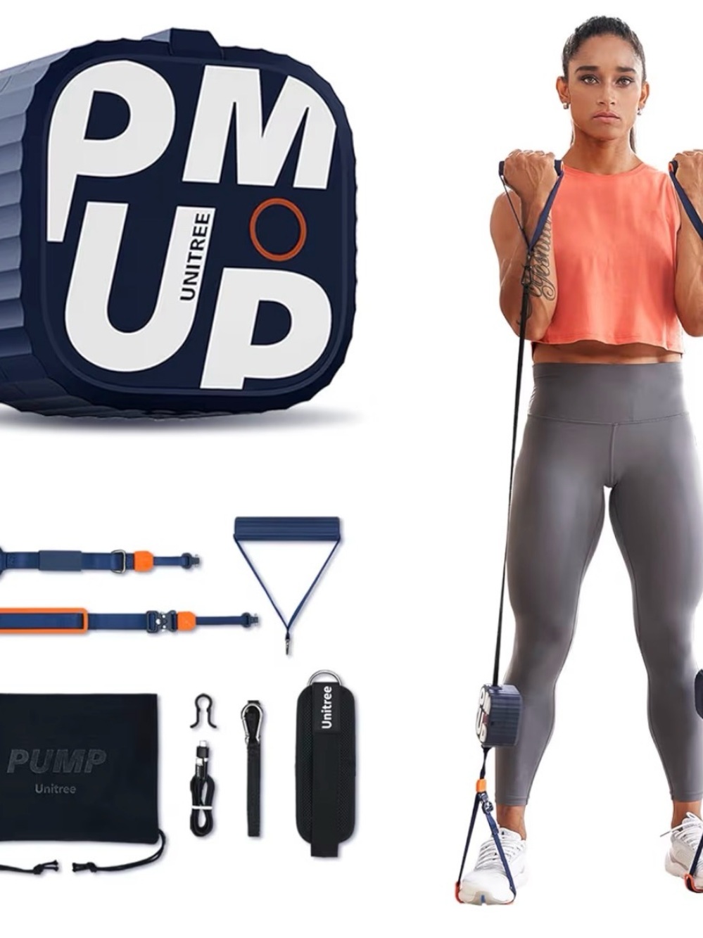 PUMP Portable Resistance Trainer — Navy and Orange